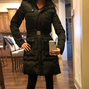 Vince Camuto Full Length Belted Black Down Coat